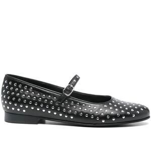 ALOHAS Lucien Black Leather Silver Stud Mary Jane Ballet Flat Size 38 EUC